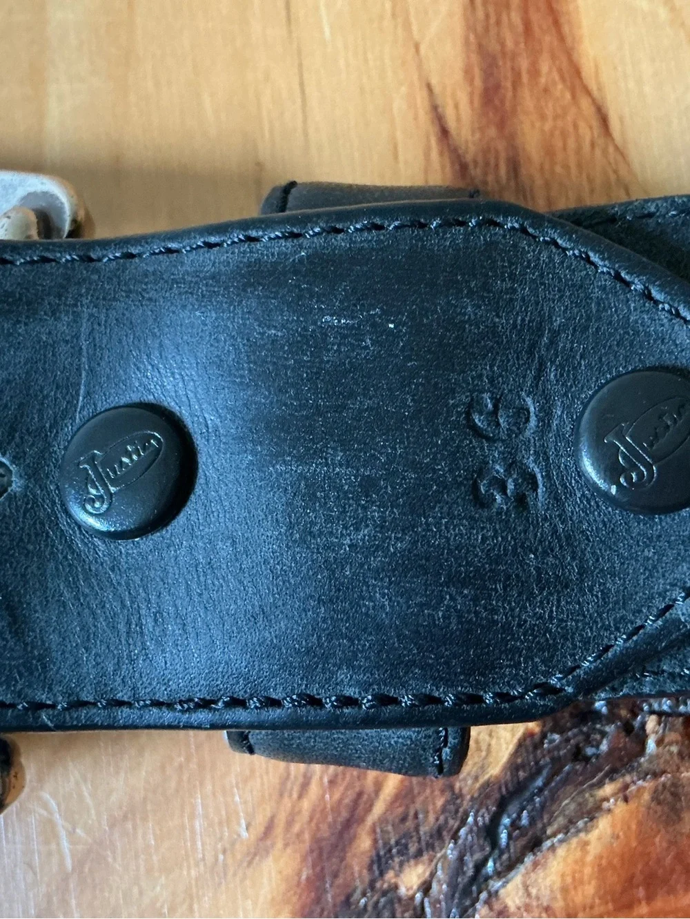 Vintage 1995 Justin Black Leather Pony Hair Belt 36